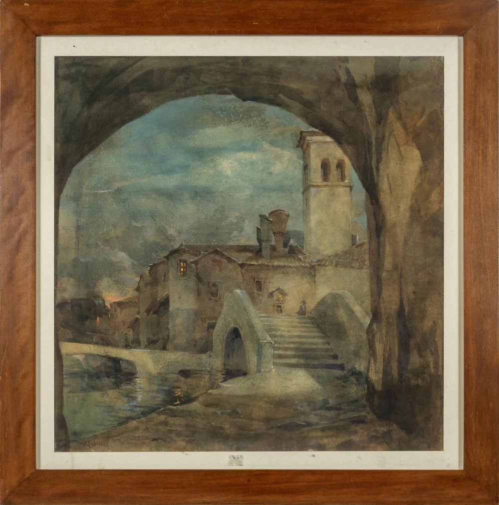 Vinvenzo Cabianca - Notturno con ponte